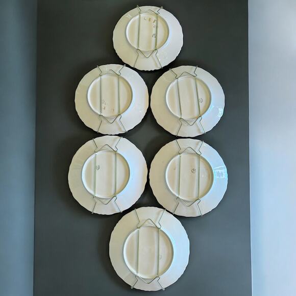 Set of 6 Hand Painted Limoges Plates-J.P.L. France-Artist Signed-Floral Cabinet - Picture 6 of 6